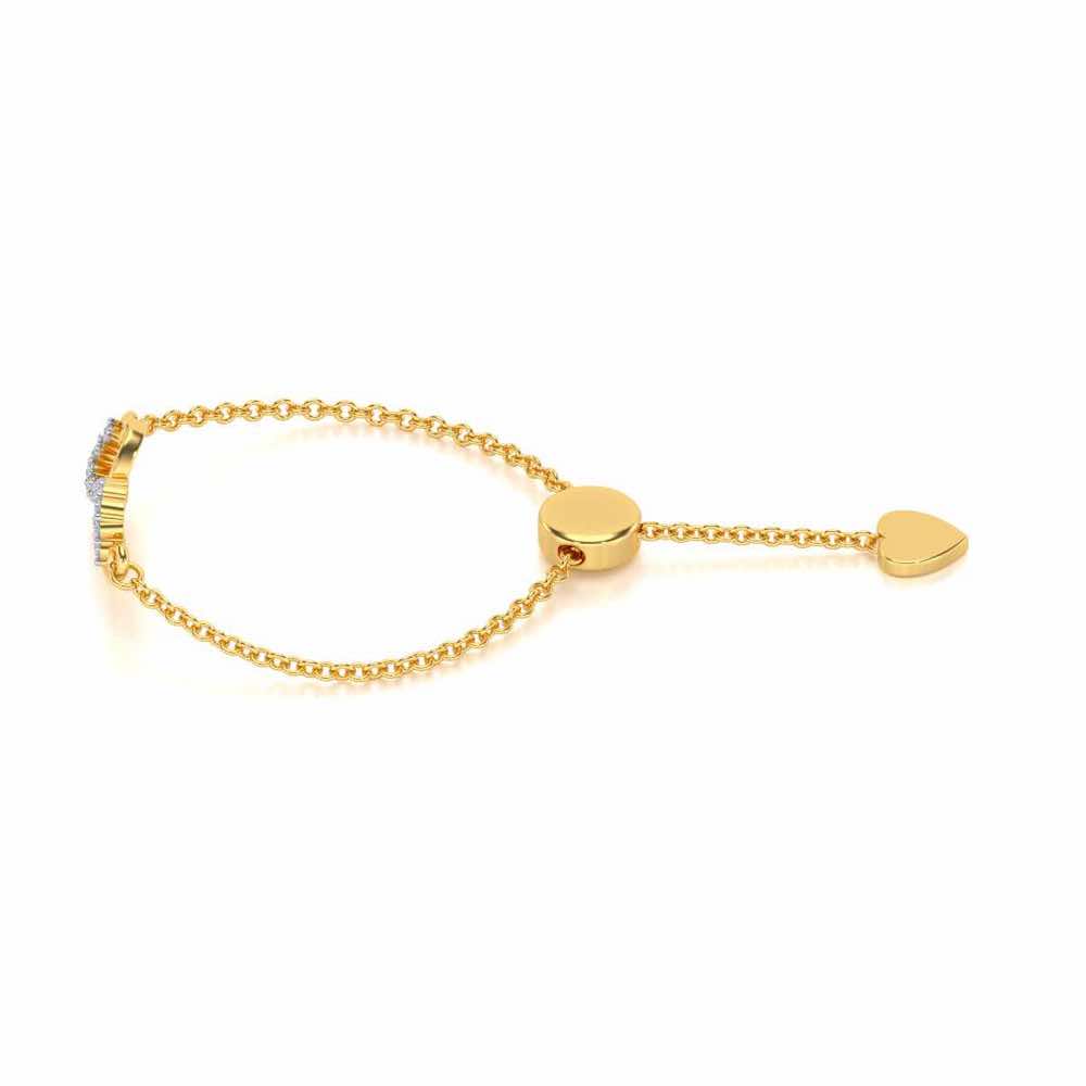 Heart Wave Adjustable Silver Ring - Yellow Gold - Image 2
