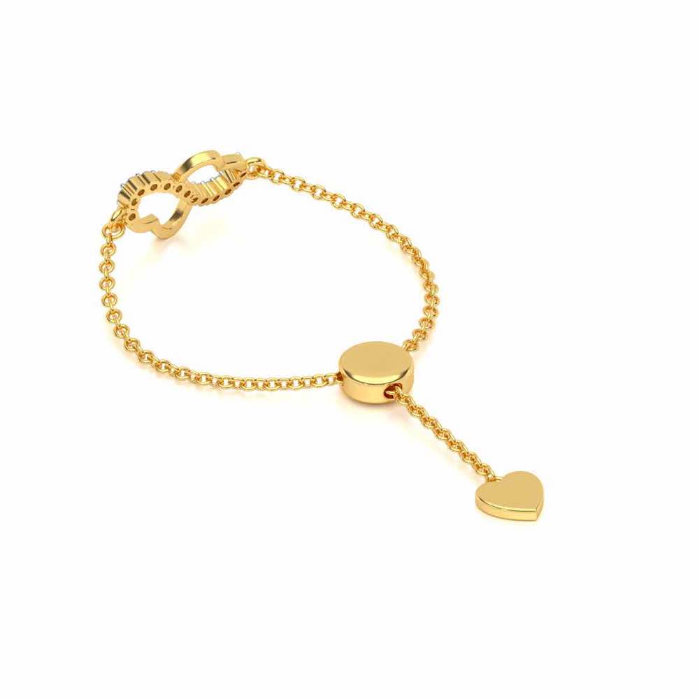 Heart Wave Adjustable Silver Ring - Yellow Gold - Image 3