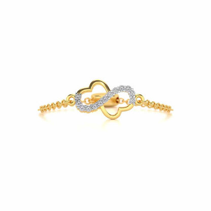 Heart Wave Adjustable Silver Ring - Yellow Gold - Image 4