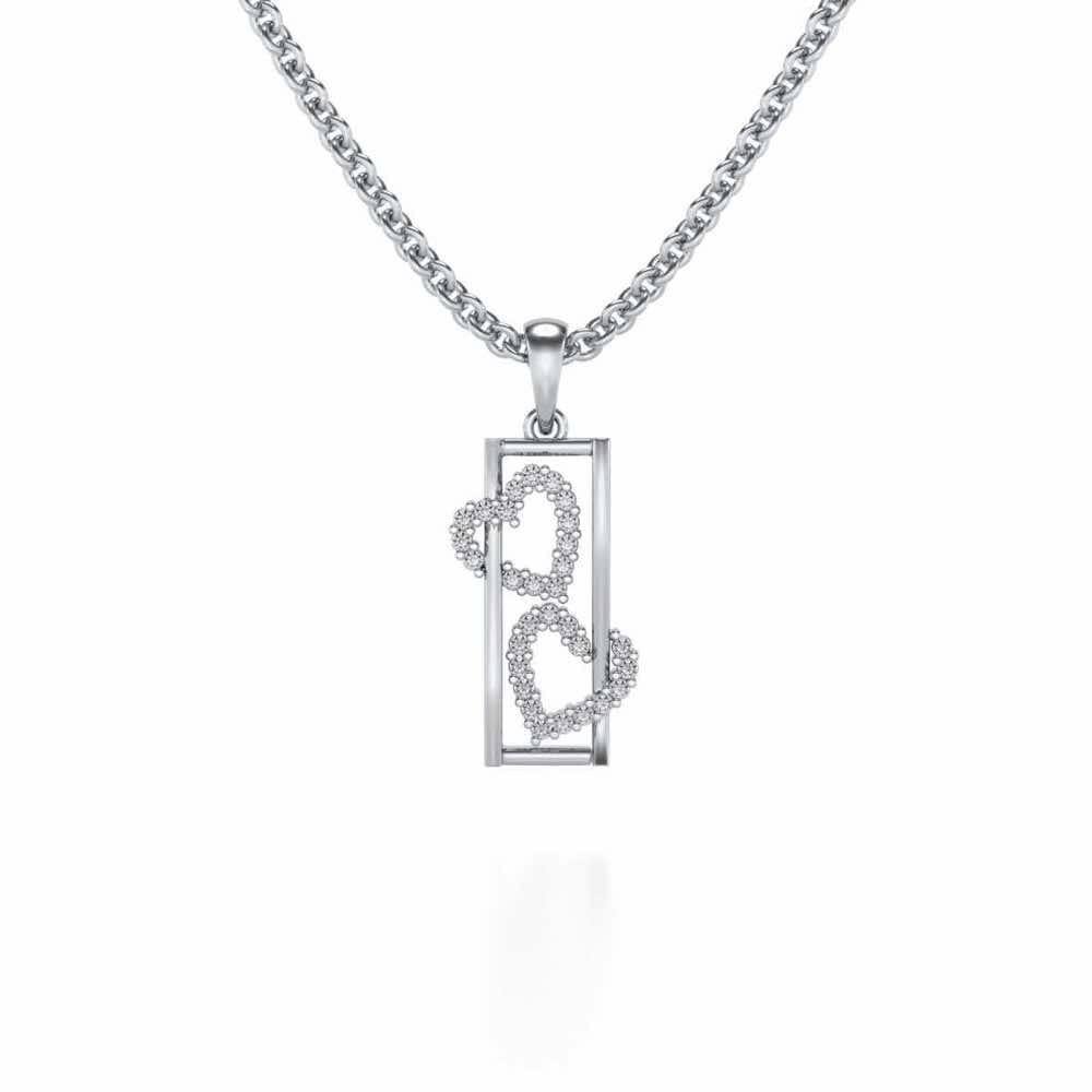 Heart Window Silver Pendant - White Gold - Image 1