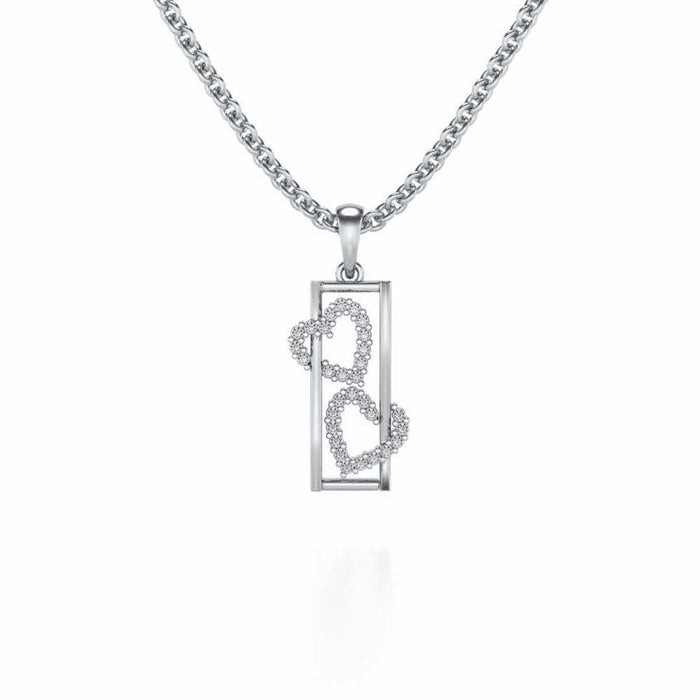 Heart Window Silver Pendant - White Gold - Image 1