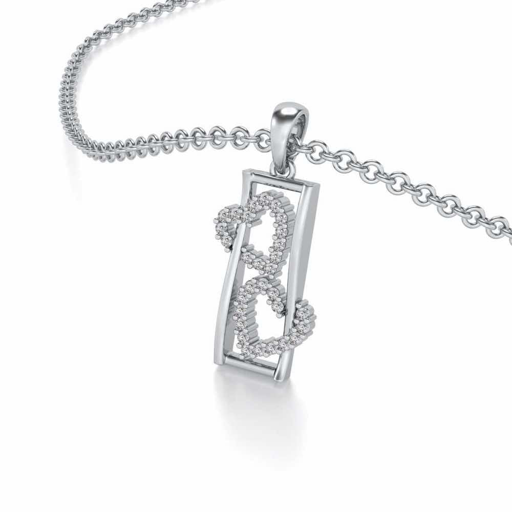 Heart Window Silver Pendant - White Gold - Image 2