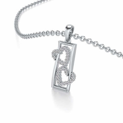 Heart Window Silver Pendant - White Gold - Image 2