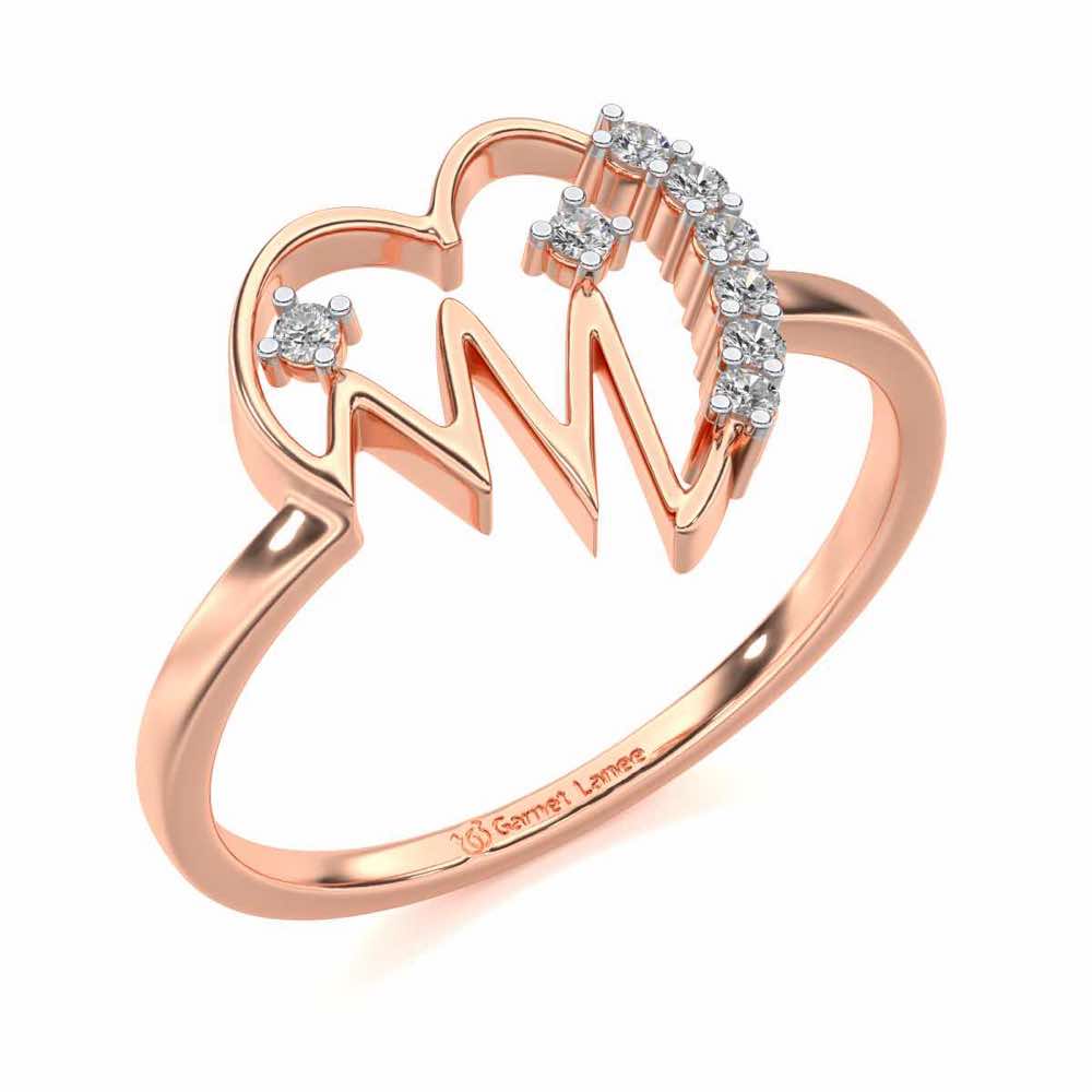 Heart beats Silver Ring - Rose Gold - Image 1