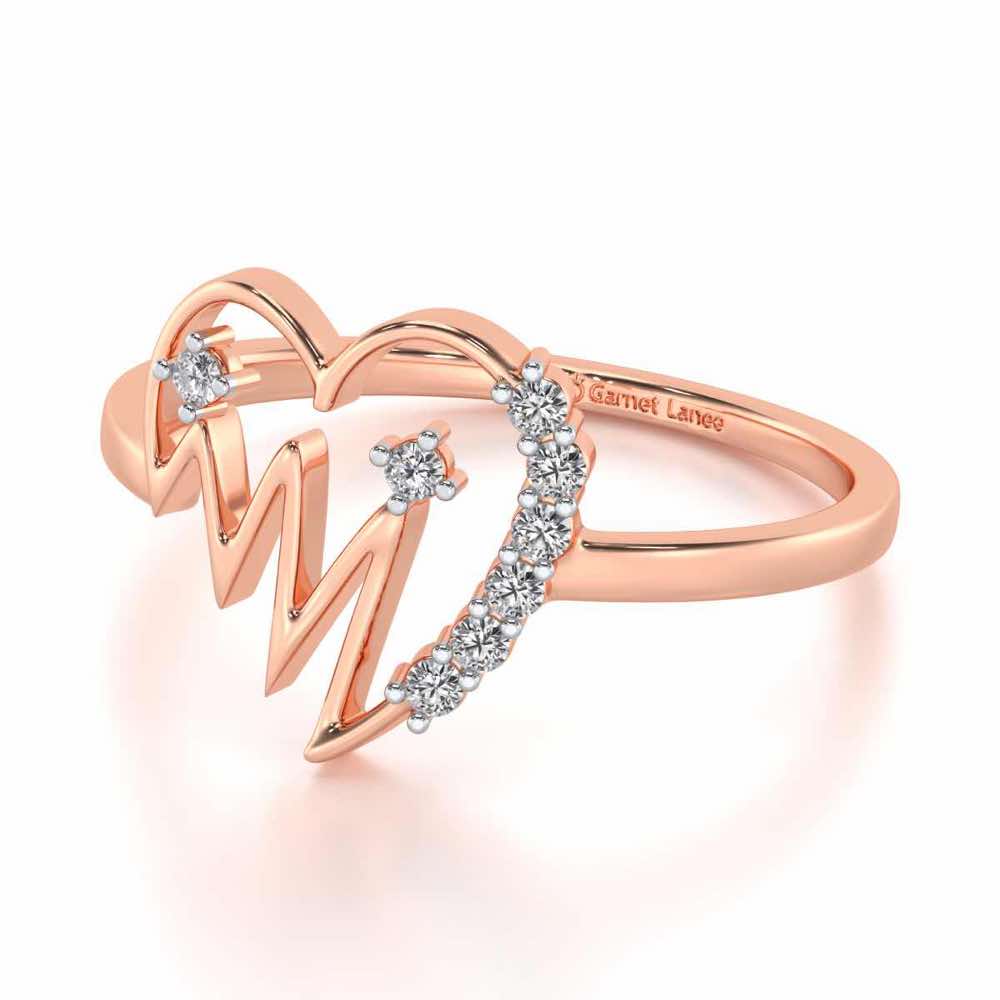 Heart beats Silver Ring - Rose Gold - Image 2