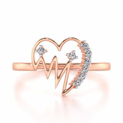 Heart beats Silver Ring - Rose Gold - Image 4