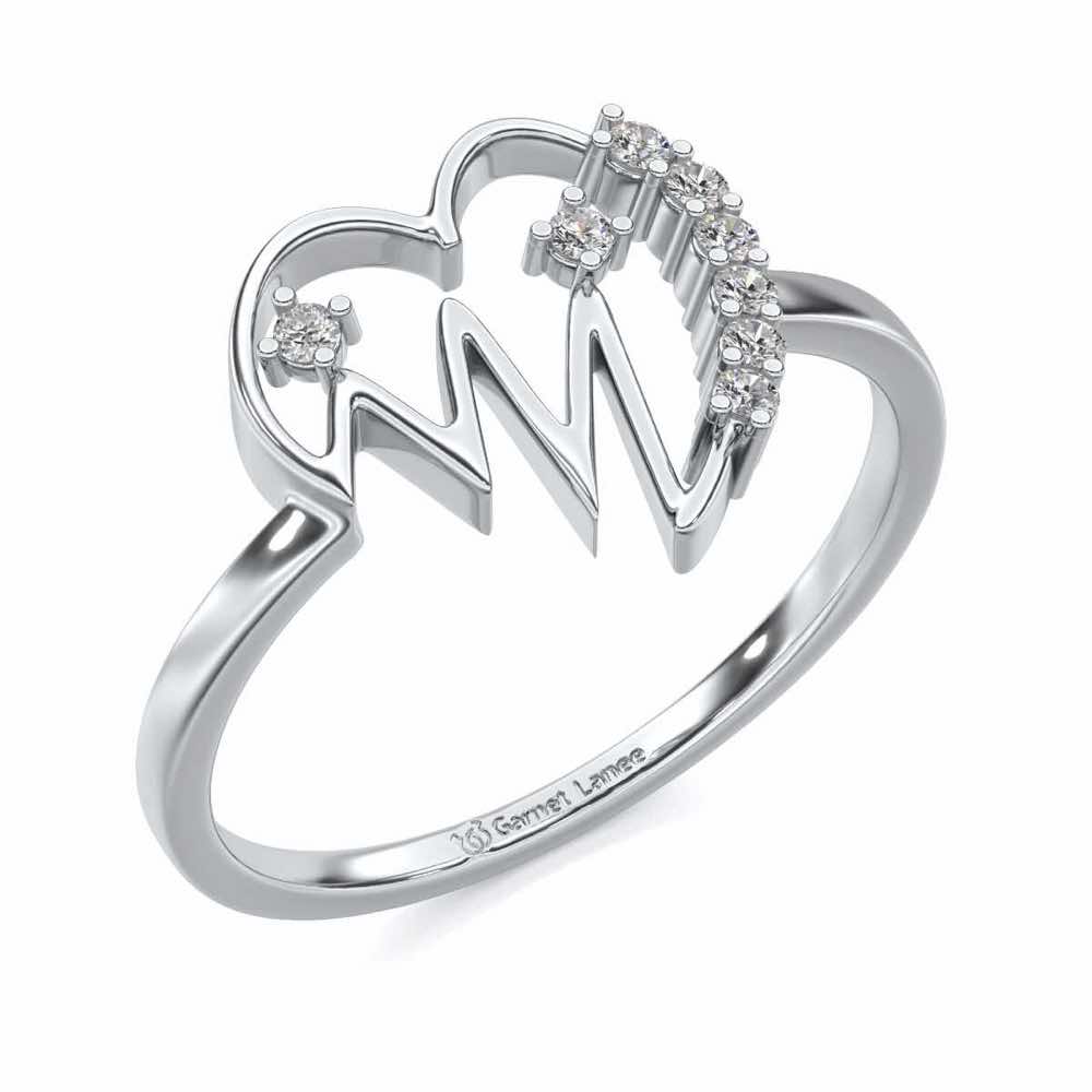 Heart beats Silver Ring - White Gold - Image 1