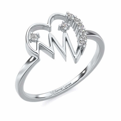 Heart beats Silver Ring - White Gold - Image 1