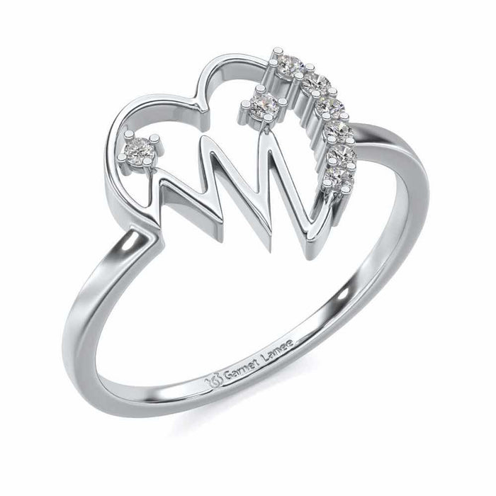 Heart beats Silver Ring - White Gold - Image 1