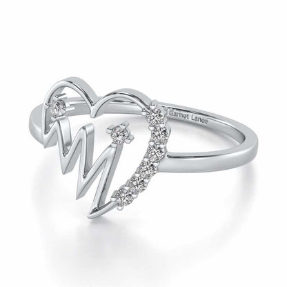 Heart beats Silver Ring - White Gold - Image 2