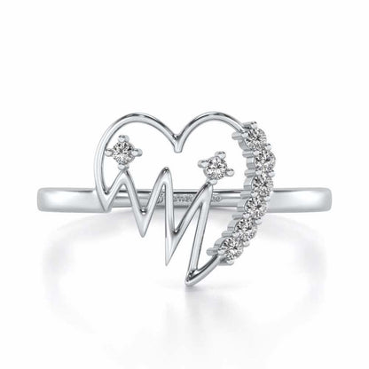 Heart beats Silver Ring - White Gold - Image 4
