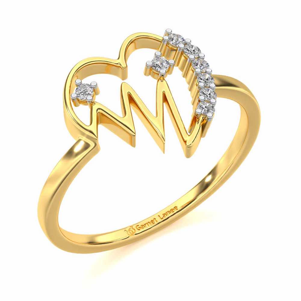Heart beats Silver Ring - Yellow Gold - Image 1