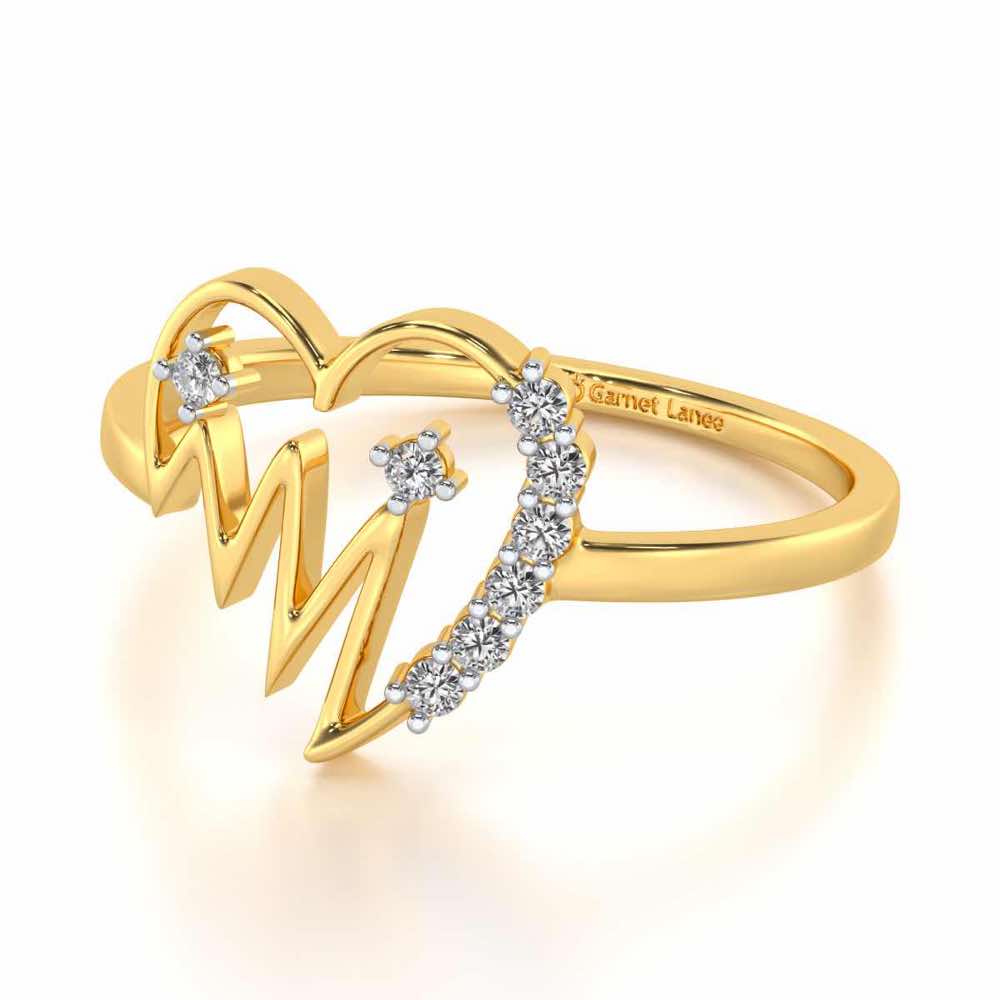 Heart beats Silver Ring - Yellow Gold - Image 2
