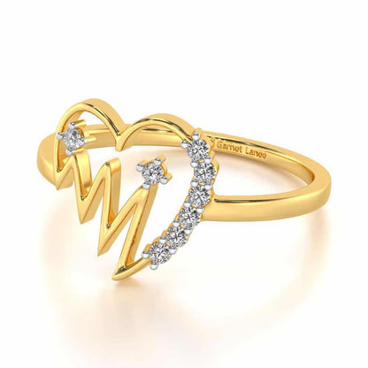 Heart beats Silver Ring - Yellow Gold - Image 2