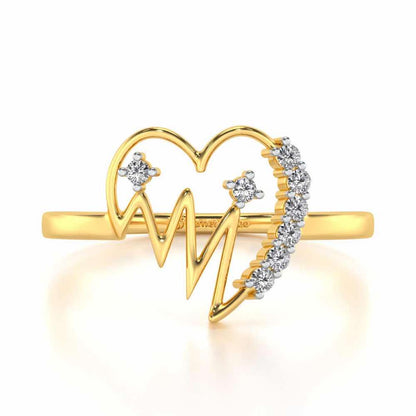 Heart beats Silver Ring - Yellow Gold - Image 4