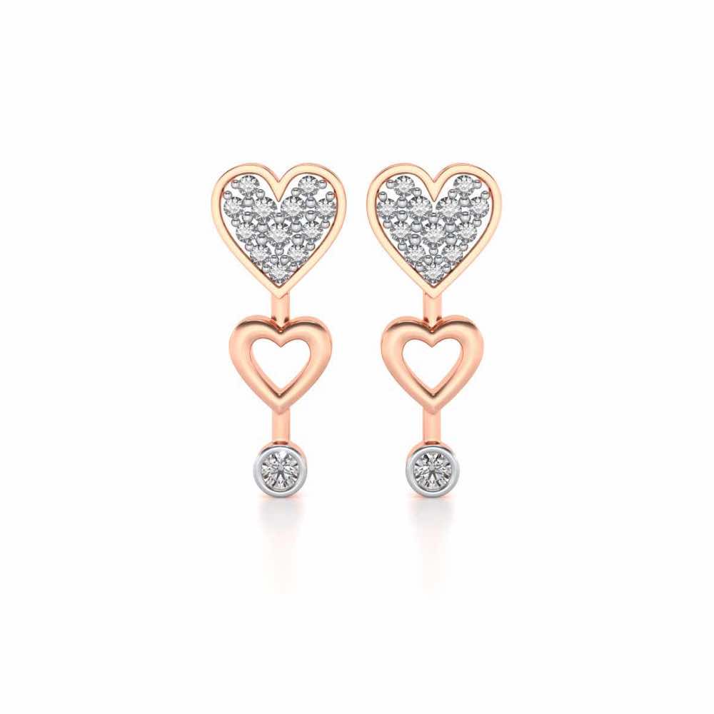 Heart charm Silver Earrings - Rose Gold - Image 1