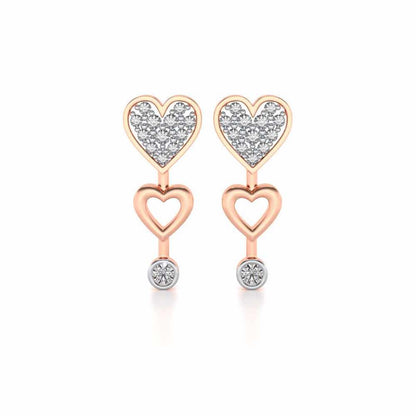 Heart charm Silver Earrings - Rose Gold - Image 1