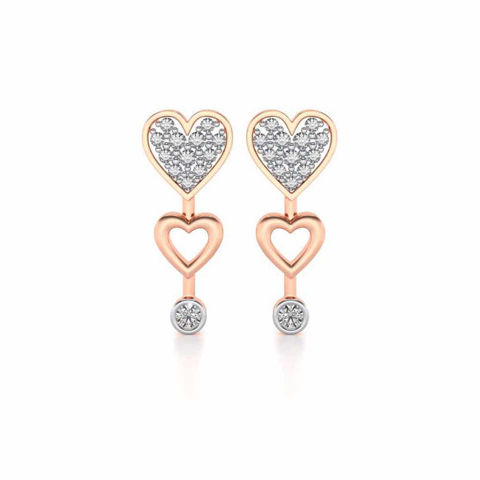 Heart charm Silver Earrings - Rose Gold - Image 1