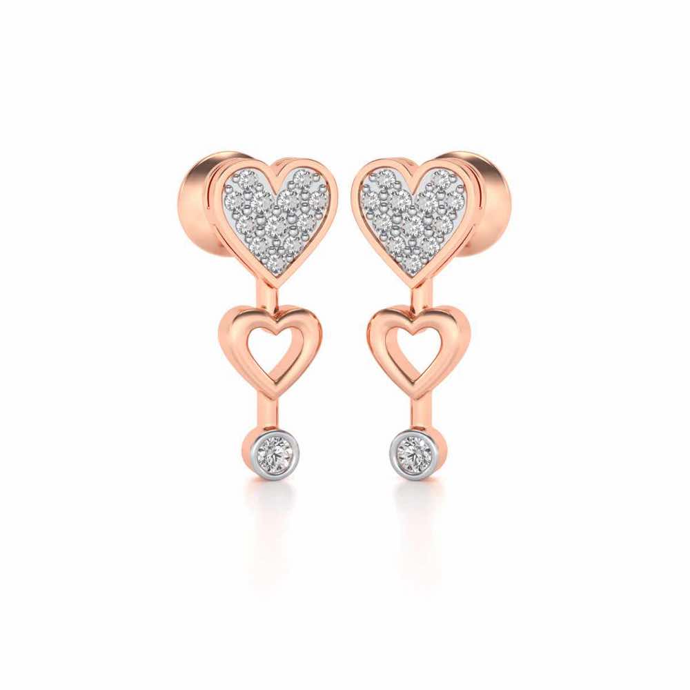 Heart charm Silver Earrings - Rose Gold - Image 2