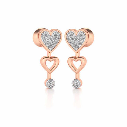 Heart charm Silver Earrings - Rose Gold - Image 2