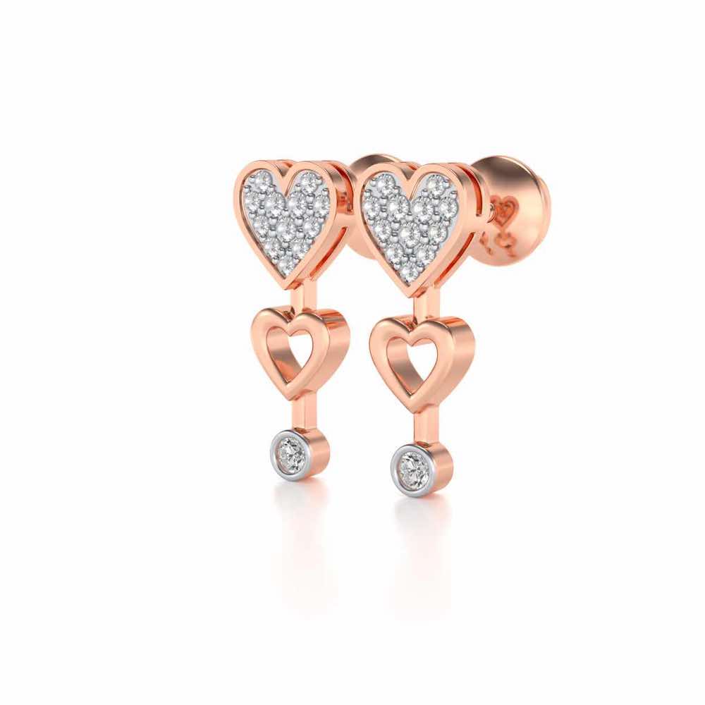 Heart charm Silver Earrings - Rose Gold - Image 3