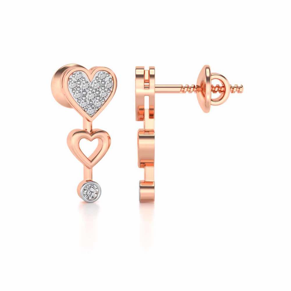 Heart charm Silver Earrings - Rose Gold - Image 4