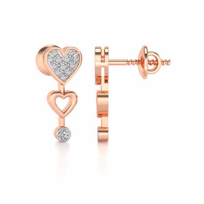 Heart charm Silver Earrings - Rose Gold - Image 4