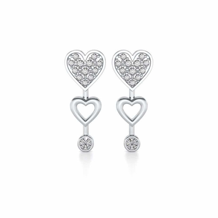 Heart charm Silver Earrings - White Gold - Image 1