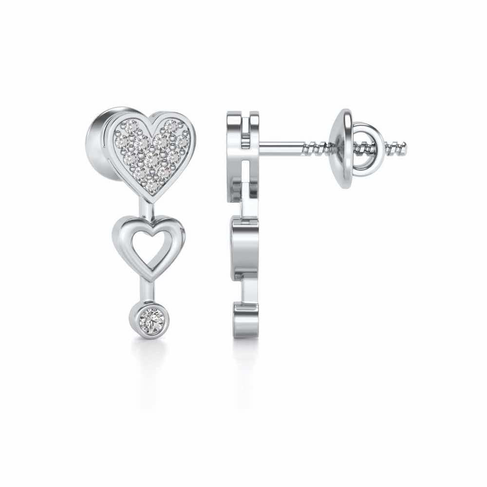 Heart charm Silver Earrings - White Gold - Image 4