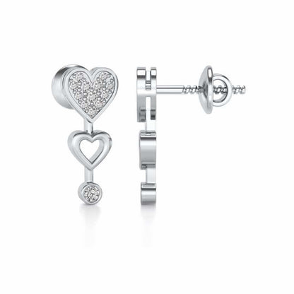 Heart charm Silver Earrings - White Gold - Image 4
