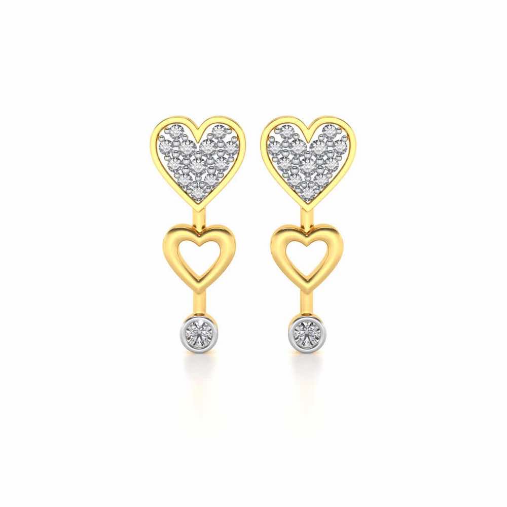 Heart charm Silver Earrings - Yellow Gold - Image 1