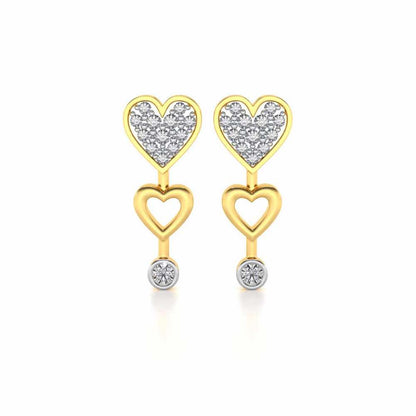 Heart charm Silver Earrings - Yellow Gold - Image 1