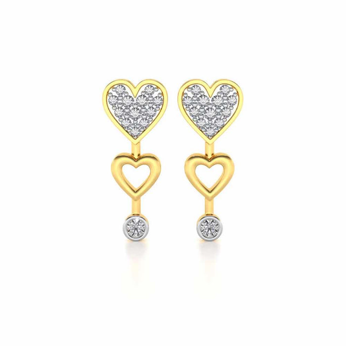 Heart charm Silver Earrings - Yellow Gold - Image 1