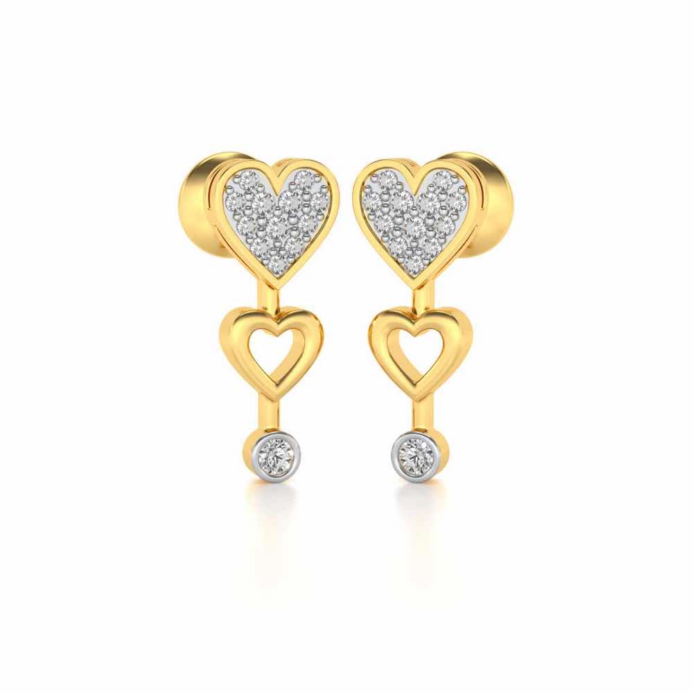Heart charm Silver Earrings - Yellow Gold - Image 2