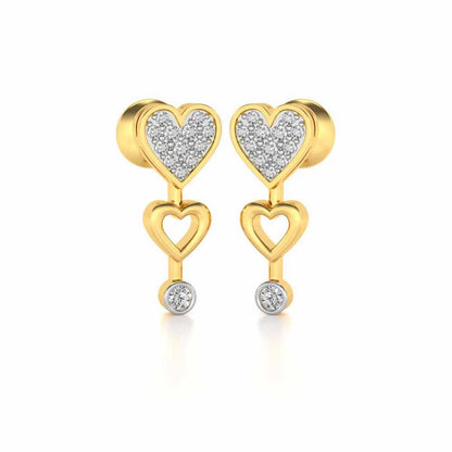 Heart charm Silver Earrings - Yellow Gold - Image 2