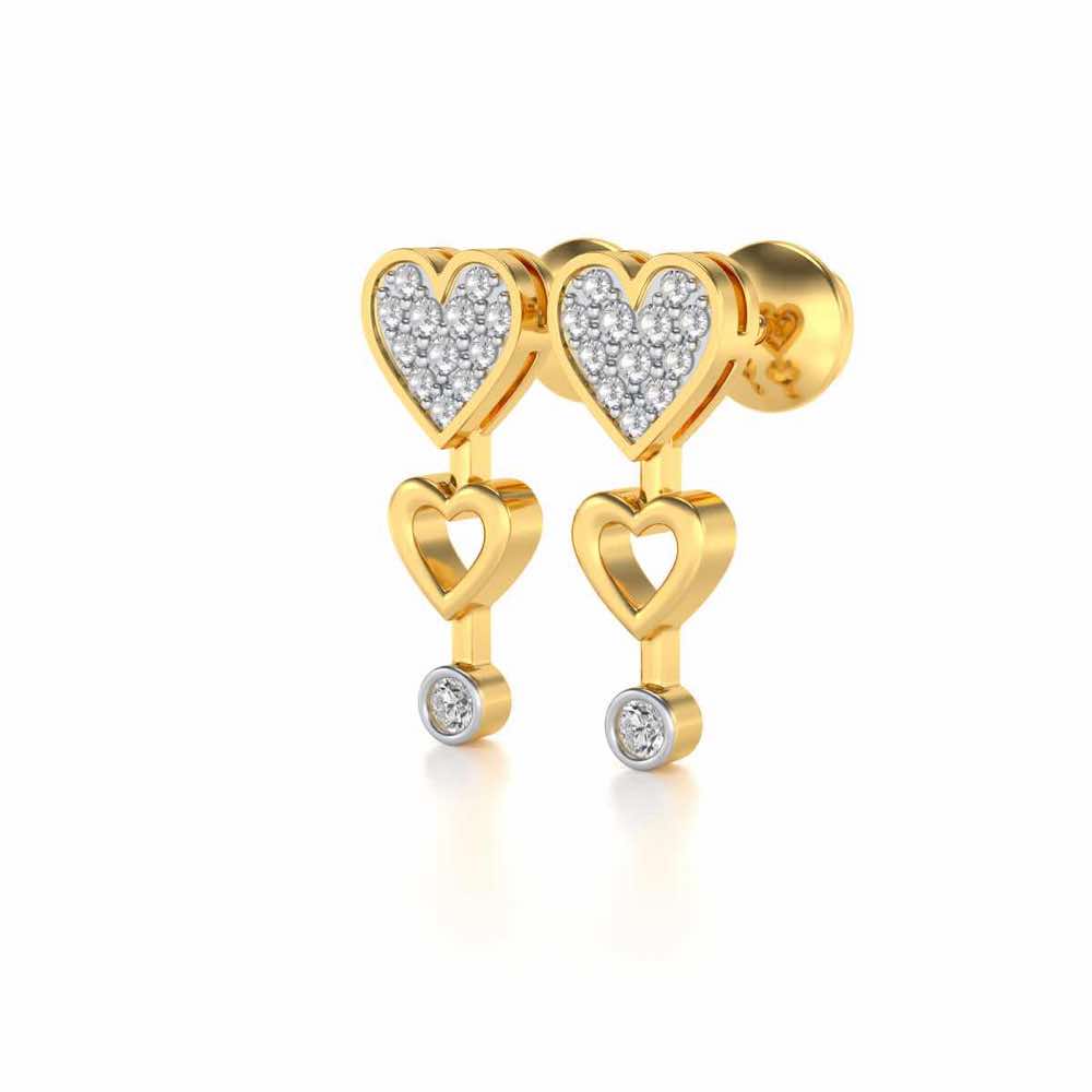 Heart charm Silver Earrings - Yellow Gold - Image 3