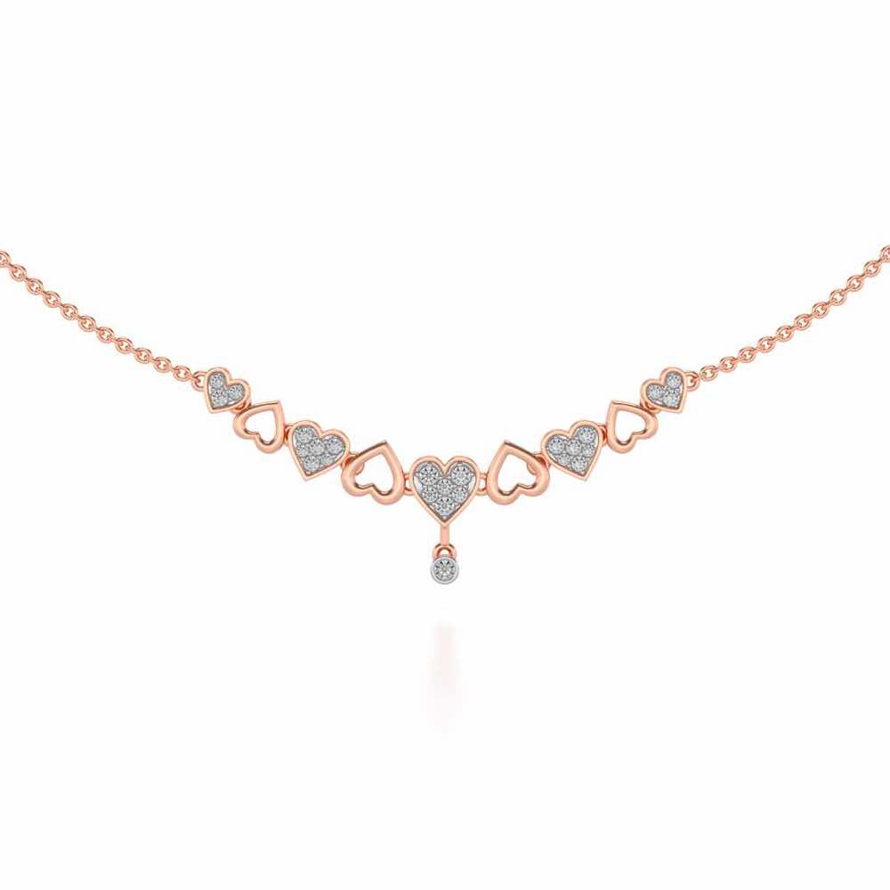 Heart charm Silver Necklace - Rose Gold - Image 1