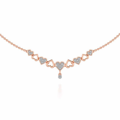 Heart charm Silver Necklace - Rose Gold - Image 1