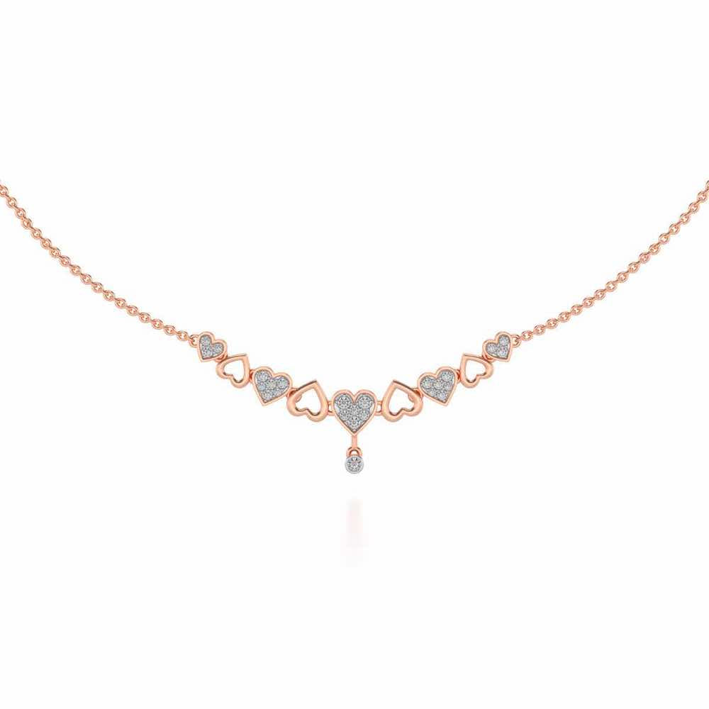 Heart charm Silver Necklace - Rose Gold - Image 2