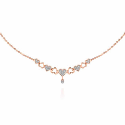 Heart charm Silver Necklace - Rose Gold - Image 2
