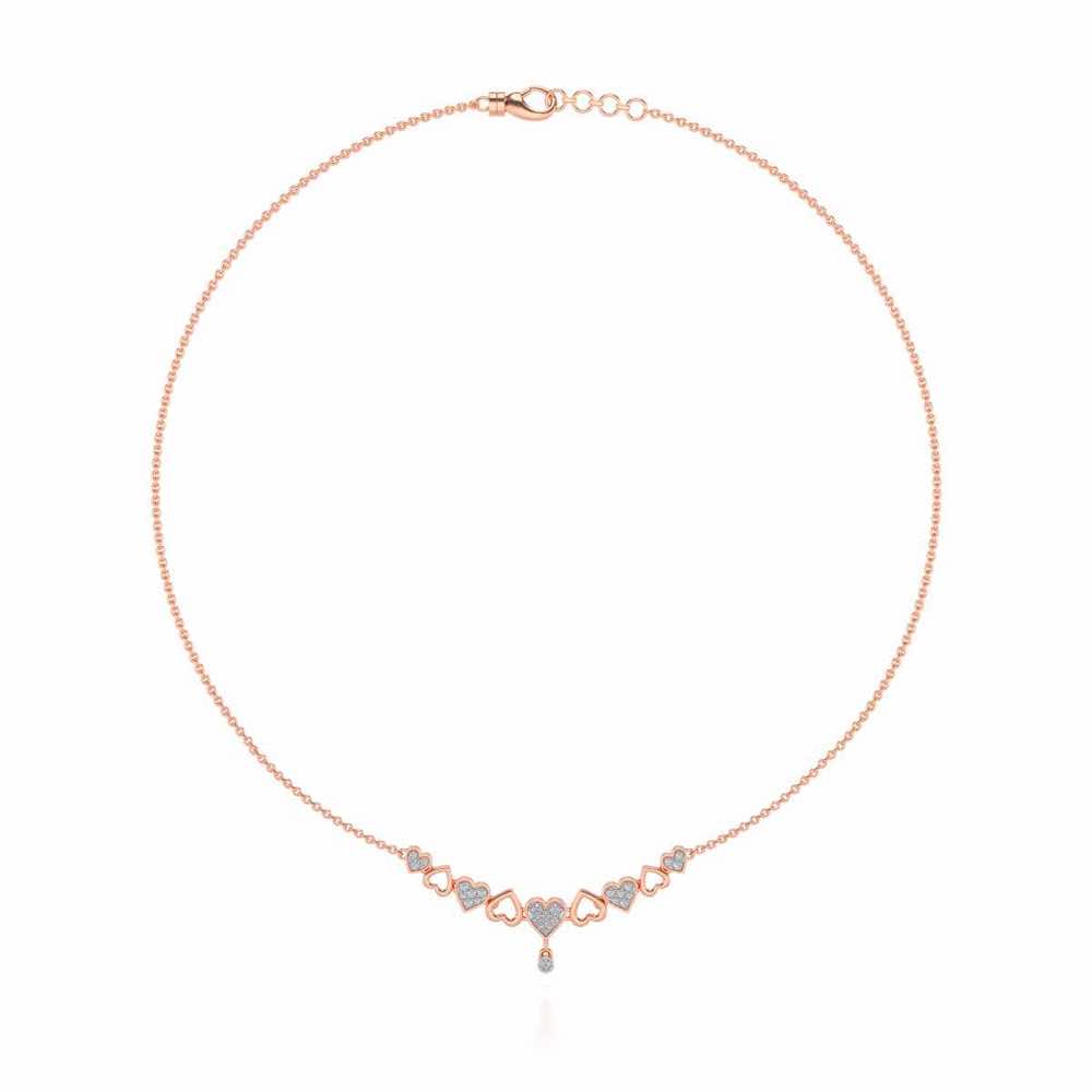 Heart charm Silver Necklace - Rose Gold - Image 3