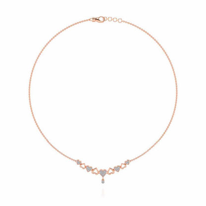 Heart charm Silver Necklace - Rose Gold - Image 3