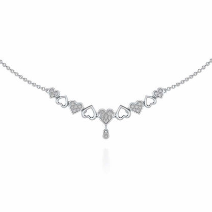 Heart charm Silver Necklace - White Gold - Image 1