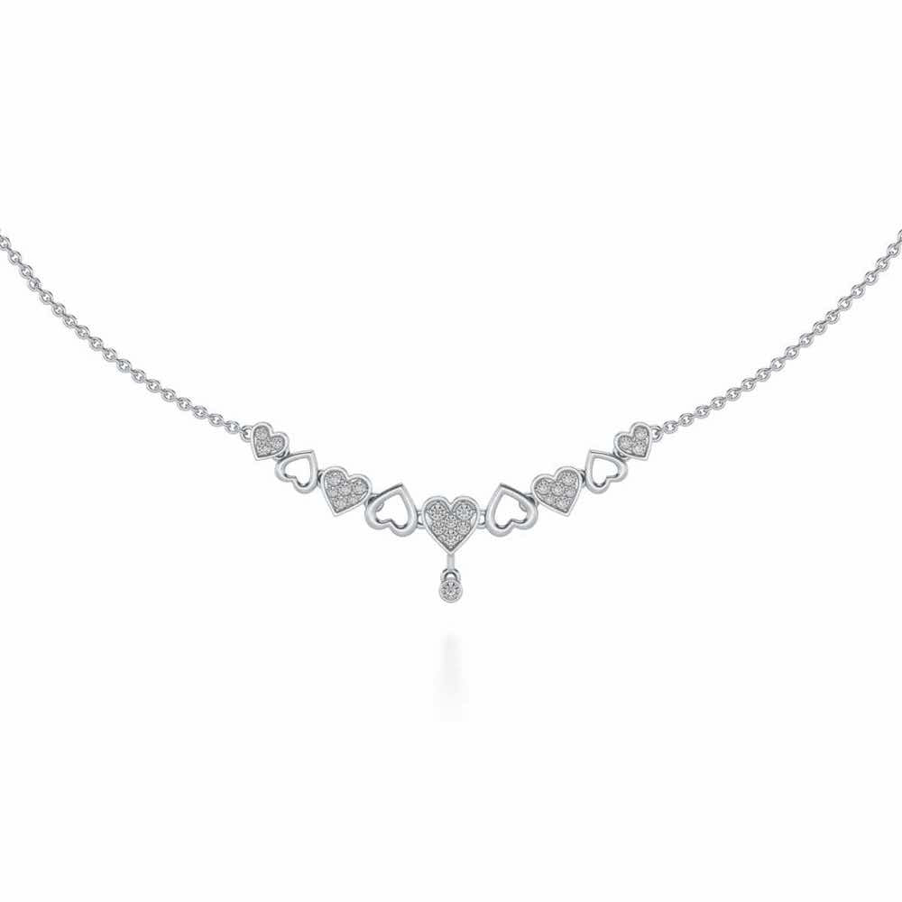 Heart charm Silver Necklace - White Gold - Image 2