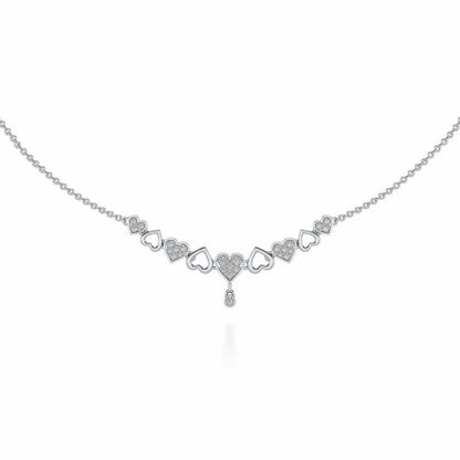 Heart charm Silver Necklace - White Gold - Image 2