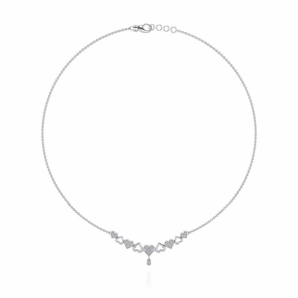 Heart charm Silver Necklace - White Gold - Image 3