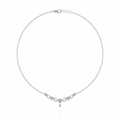 Heart charm Silver Necklace - White Gold - Image 3