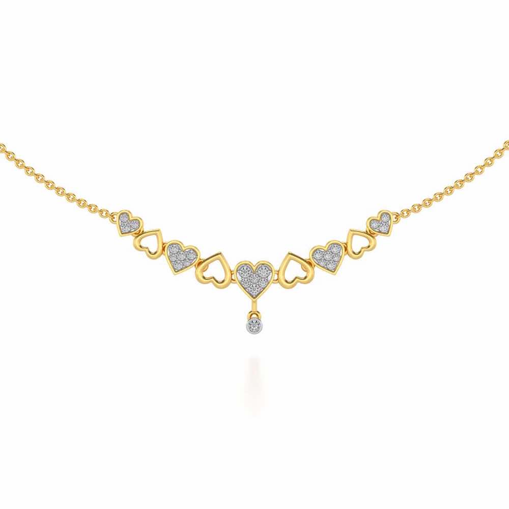 Heart charm Silver Necklace - Yellow Gold - Image 1