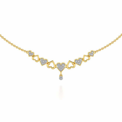 Heart charm Silver Necklace - Yellow Gold - Image 1