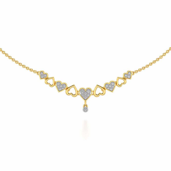 Heart charm Silver Necklace - Yellow Gold - Image 1